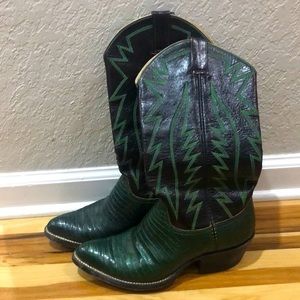Biltrite Green‎ and Black Snakeskin Boots